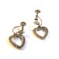 Vintage Sterling Silver & Marcasites Dangly Heart Screw Back Earrings