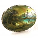 Vintage Russian ? Church Woods River Mother of Pearl Brooch Unbranded 630915