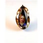 Vintage Hand Painted Porcelain Young Lady or Child in Blue Tear Drop Brooch