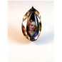 Vintage Hand Painted Porcelain Young Lady or Child in Blue Tear Drop Brooch