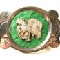 1950's Silvertone Green Bakelite Wagon Horse Belt Buckle Unbranded Made Japan