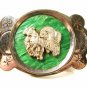 1950's Silvertone Green Bakelite Wagon Horse Belt Buckle Unbranded Made Japan