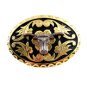 Western Goldtone Black Bull Head Belt Buckle #102113k