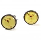 1940's 50's Martini Glass Olive Silvertone Cufflinks Unbranded 71015101571015