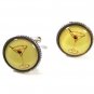 1940's 50's Martini Glass Olive Silvertone Cufflinks Unbranded 71015101571015