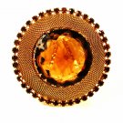 Large 1950's Mid Century Modern Amber Rhinestone Brooch Unbranded 71215