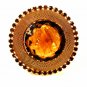 Large 1950's Mid Century Modern Amber Rhinestone Brooch Unbranded 71215
