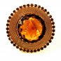 Large 1950's Mid Century Modern Amber Rhinestone Brooch Unbranded 71215