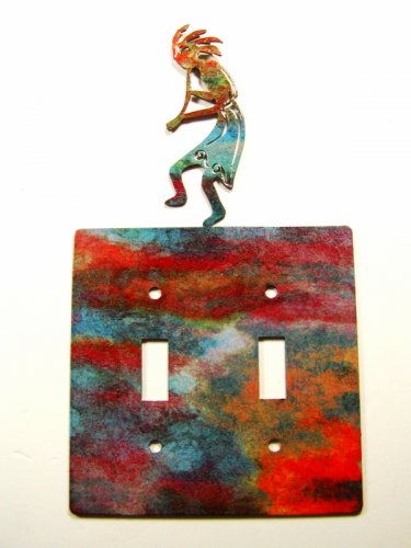 Kokopelli Flute Double Switch Cover Plate by Steel Images USA 022515M