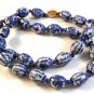 Vintage 24" Chinese Blue Delft Bead Necklace