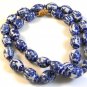 Vintage 24" Chinese Blue Delft Bead Necklace