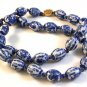 Vintage 24" Chinese Blue Delft Bead Necklace