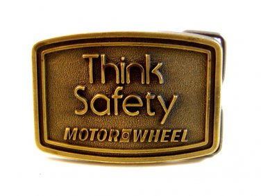 Vintage Thank Safety Motor Wheel Belt Buckle