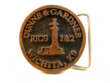 Dunne & Gardner Rigs 1 & 2 Oil Wells Wichita, KS Belt Buckle