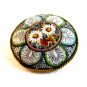 Signed Vintage Gold Tone Italian Ultra Fine Micro Mosaic Brooch 0406072013dd