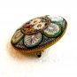 Signed Vintage Gold Tone Italian Ultra Fine Micro Mosaic Brooch 0406072013dd
