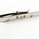 1930's - 50's Sterling Silver Letter / Initials W.A. B. Tie Clasp By Wells