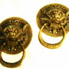 Antique Vintage Chinese Fu Dog Lion Spirit Two 2 Temple Door Knockers