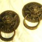 Antique Vintage Chinese Fu Dog Lion Spirit Two 2 Temple Door Knockers