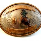 Vintage Nickel Silver Western Rodeo Cowboy Barrel Racing Belt Buckle