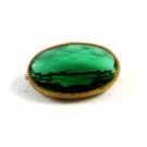 Vintage Green Goldtone Brooch Unmarked 101614