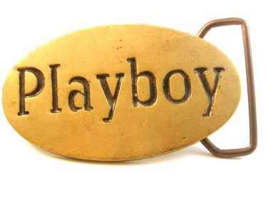 Vintage Playboy Solid Brass Belt Buckle