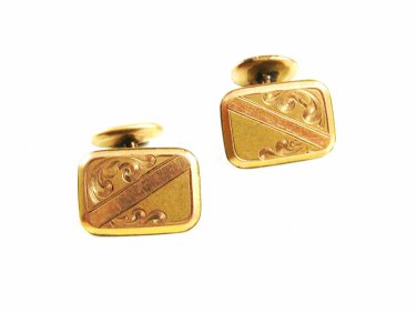 Victorian / Edwardian True Vintage Goldtone Cufflinks Unmarked 102414