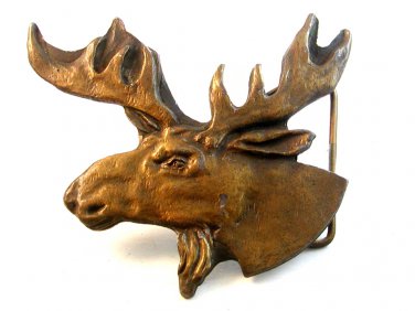 Vintage  Moose Head Belt Buckle marked A-144
