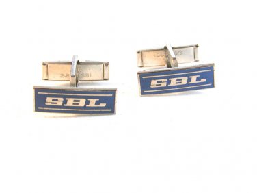 Vintage Silver Tone & Blue SBL Cufflinks