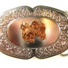 1950's Western Silvertone & Copper Wagon Horses Belt Buckle Unbranded 71415