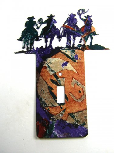4 Cowboys &  Horses Single Light Switch Cover Plate by LaZart USA 51315