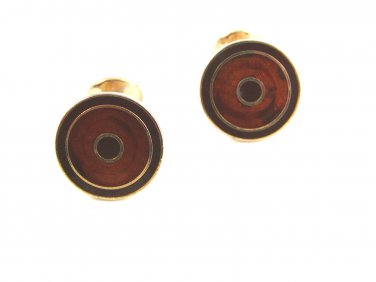 Goldtone Enameled Brown Black Cufflinks 04232014 Unsigned