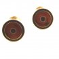 Goldtone Enameled Brown Black Cufflinks 04232014 Unsigned