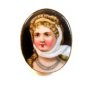 Vintage Hand Painted Porcelain Lady w/ Blue Necklace Brooch