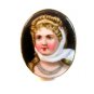 Vintage Hand Painted Porcelain Lady w/ Blue Necklace Brooch