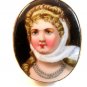 Vintage Hand Painted Porcelain Lady w/ Blue Necklace Brooch