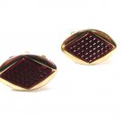 Vintage Silvertone & Red Cufflinks Unbranded 71515ff