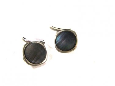 Great Looking Art Deco Silvertone & Abalone Cufflinks by STAG 72315