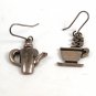 Sterling Silver Tea & Tea Cup or Coffee Pot & Coffee Cup Pieced Earrings