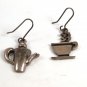 Sterling Silver Tea & Tea Cup or Coffee Pot & Coffee Cup Pieced Earrings