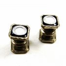Art Deco Silvertone Black Mother Pearl Cufflinks By JEM LINK 101314