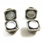 Art Deco Silvertone Black Mother Pearl Cufflinks By JEM LINK 101314