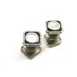 Art Deco Silvertone Black Mother Pearl Cufflinks By JEM LINK 101314