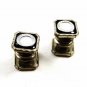 Art Deco Silvertone Black Mother Pearl Cufflinks By JEM LINK 101314