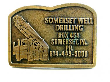 Vintage Somerset Pa Well Drilling Belt Buckle by Hit Line