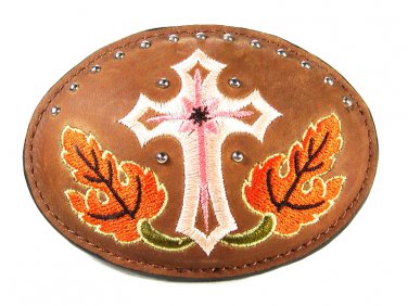 Great Looking Christian Cross Leather Belt Buckle Unbranded 71715