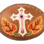 Great Looking Christian Cross Leather Belt Buckle Unbranded 71715