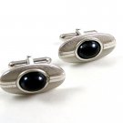Swank Silvertone & Black Cufflinks 10222013ab