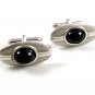 Swank Silvertone & Black Cufflinks 10222013ab