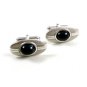 Swank Silvertone & Black Cufflinks 10222013ab